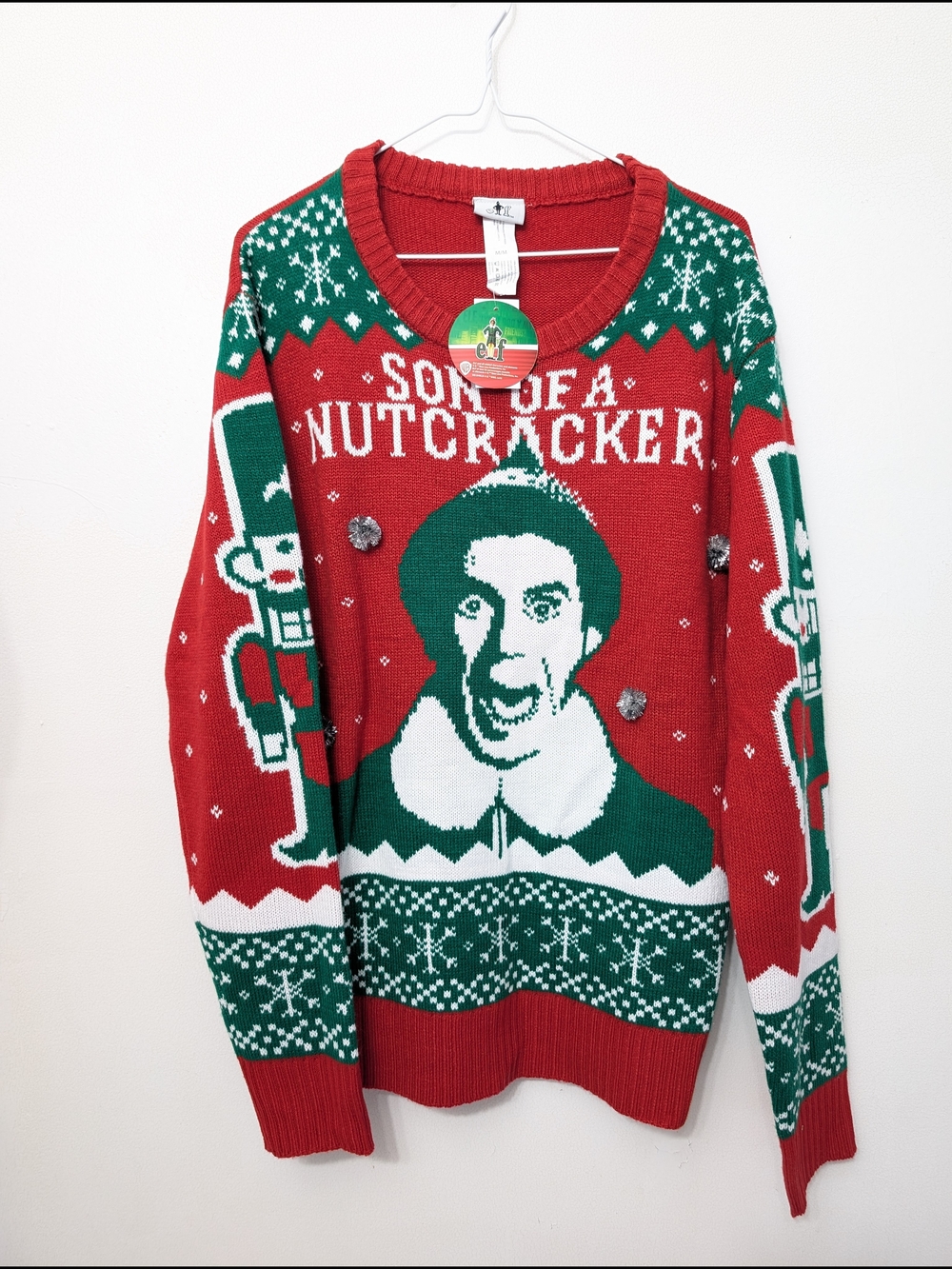 Elf Red & Green Holiday 'Son of a Nutcracker' Sweater - Unisexe M